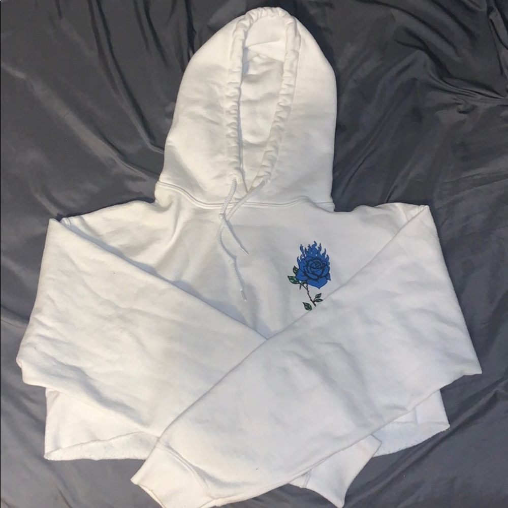 Cropped blue rose hoodie